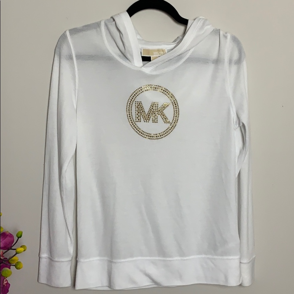 MICHAEL Michael Kors White Hoodie with Gold Logo